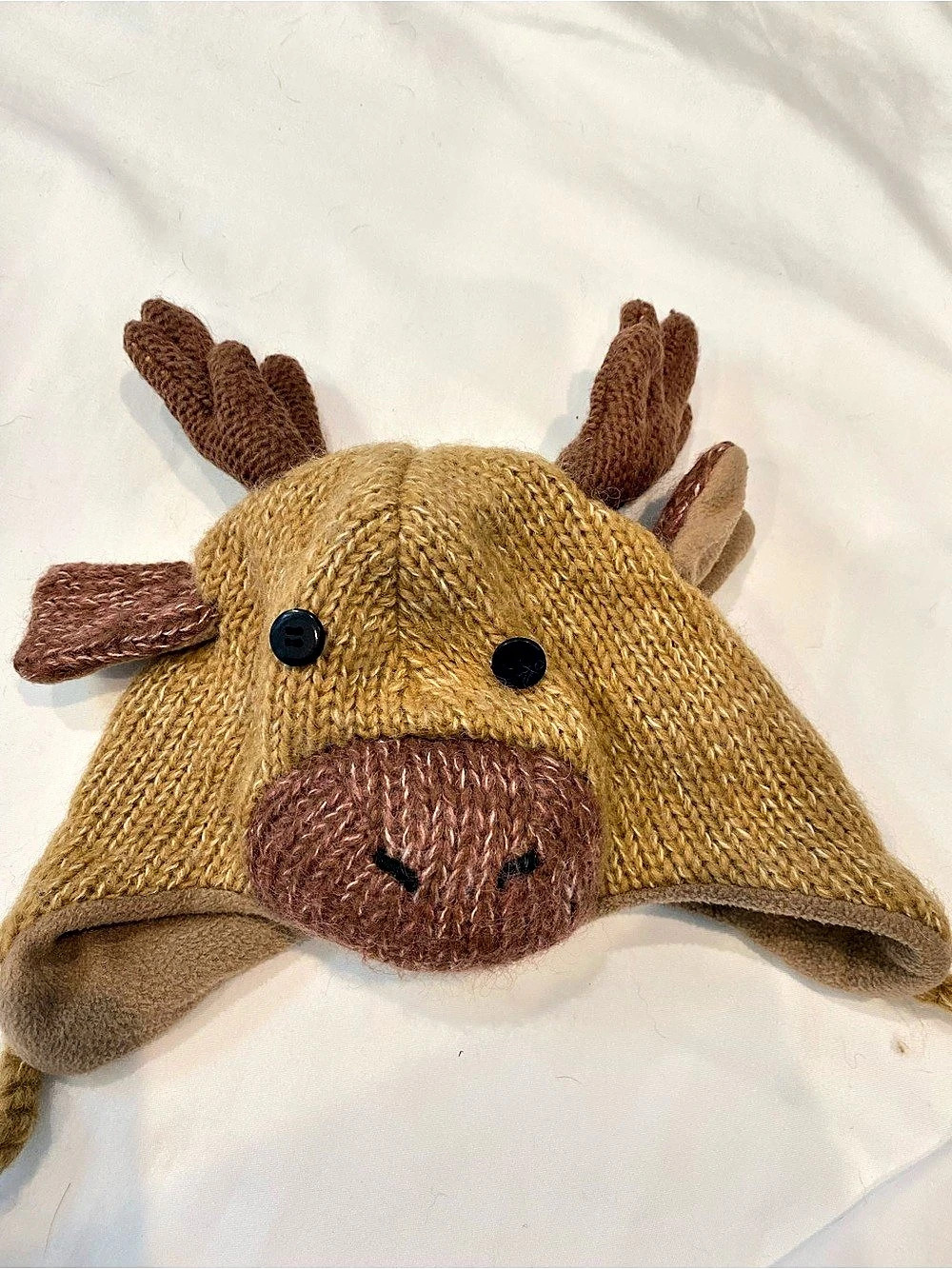 deux Knit Animal Hat in Brown & Tan
